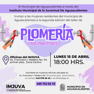 INVITA IMJUVA A TALLER DE PLOMERÍA PARA MUJERES