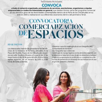 CONVOCATORIA PARA LA COMERCIALIZACIÓN DE ESPACIOS EN LA FERIA DE LOS CHICAHUALES 2024