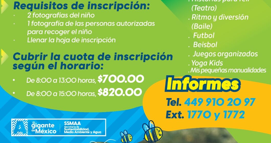 INVITAN A LOS CURSOS DE VERANO EN LOS PARQUES RODOLFO LANDEROS Y EL CEDAZO