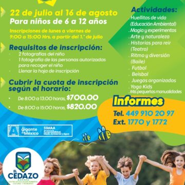 INVITAN A LOS CURSOS DE VERANO EN LOS PARQUES RODOLFO LANDEROS Y EL CEDAZO