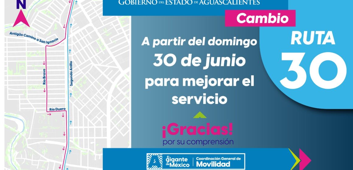 A PARTIR DEL DOMINGO RUTA 30 CAMBIA SU RECORRIDO