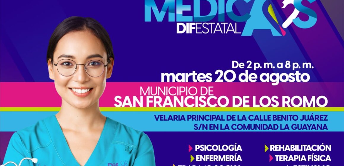 ESTE MARTES EL DIF ESTATAL ACERCARÁ SERVICIOS MÉDICOS GRATUITOS A SAN FRANCISCO DE LOS ROMO