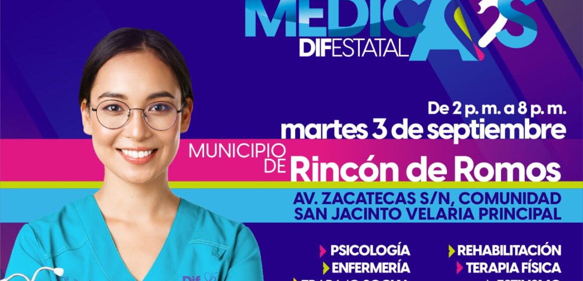 ESTE MARTES EL DIF ESTATAL ACERCARÁ SERVICIOS MÉDICOS GRATUITOS A LA COMUNIDAD DE SAN JACINTO, RINCÓN DE ROMOS